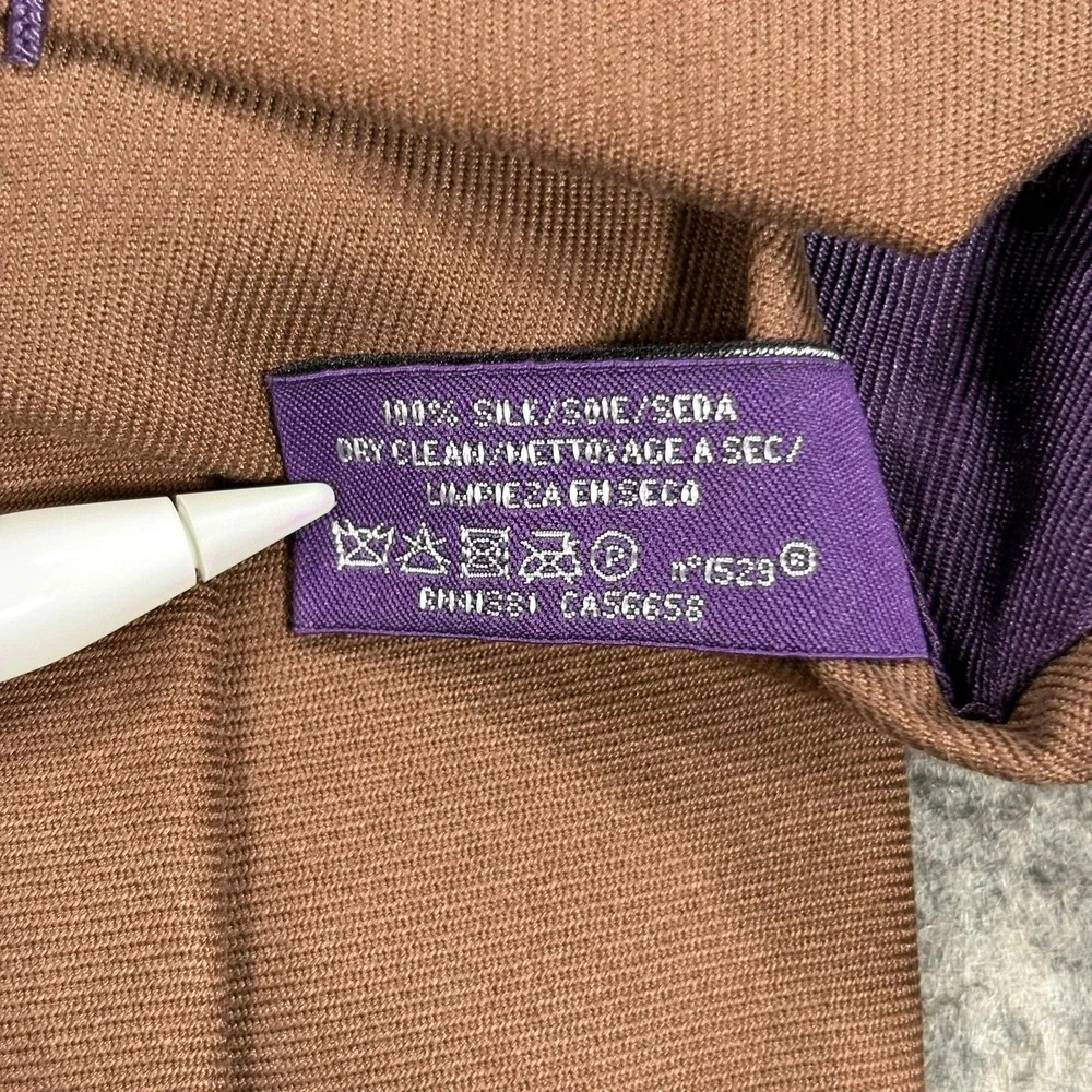 Ralph Lauren Purple Label 100% Silk Tie Solid Brown Satin Necktie Italy